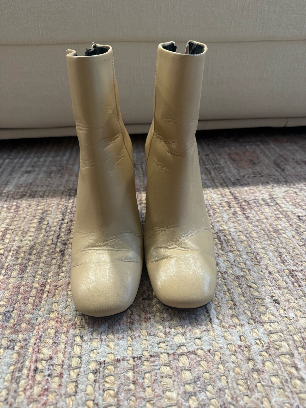 Women's Mid Boots in Beige Cream - Sleek Zip Closure